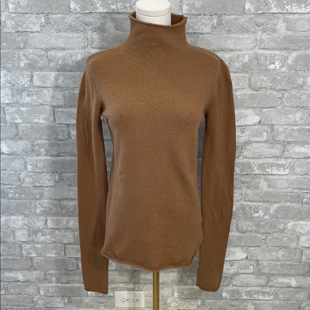American Tall Rolled Mock Neck Sweater In Carmel - Picture 4 of 9